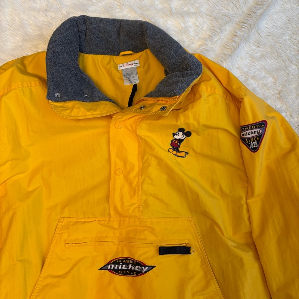 Vintage The Disney Store Yellow Mickey Mouse 1/4 Zip Pullover Parka Coat XL - Picture 2 of 6